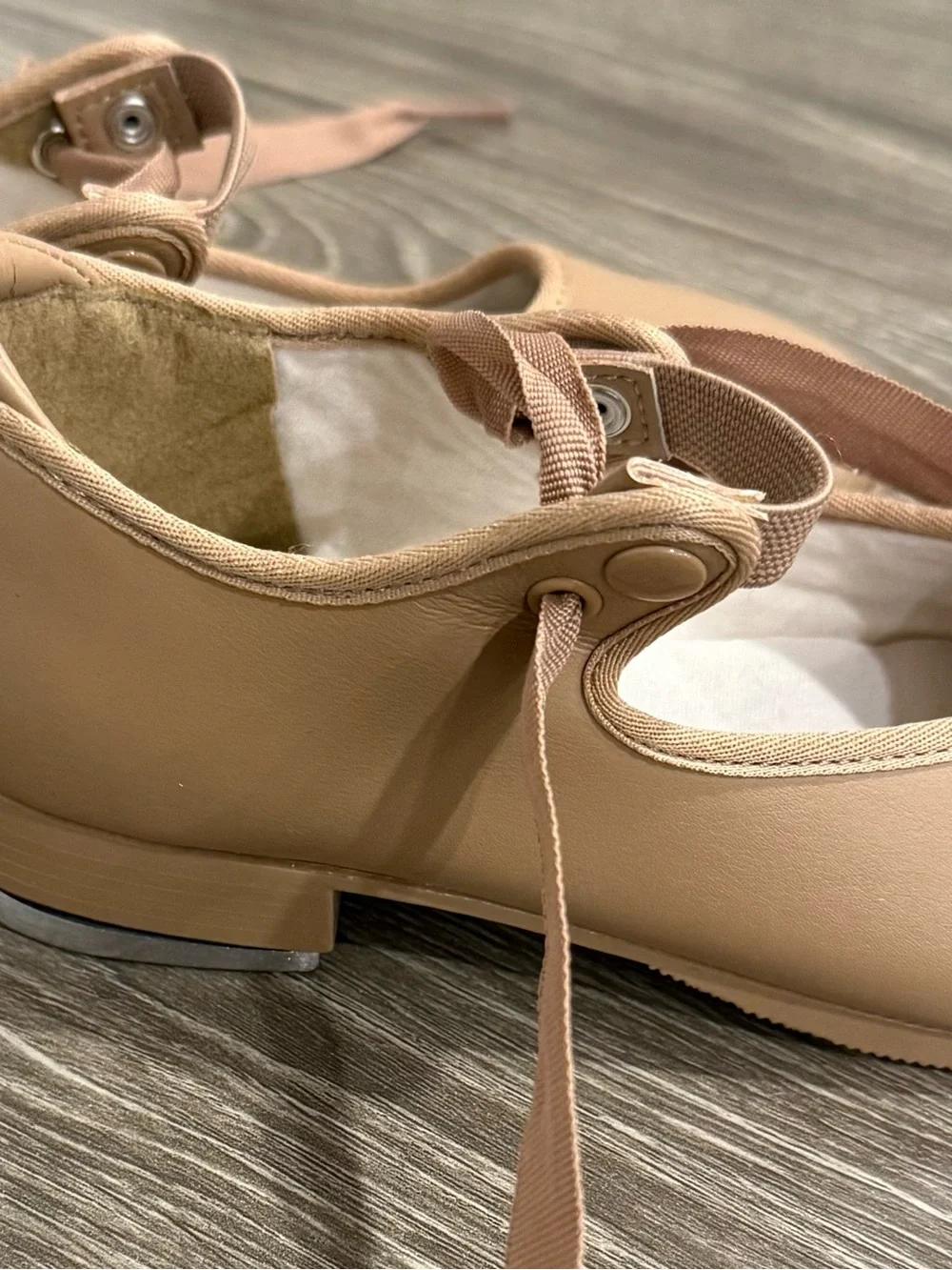 Capezio Nude Ballet Flats with Ribbon Taps